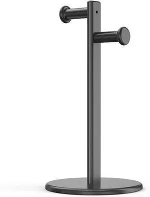 Aluminum Alloy Headphone Bracket Dual Hanger Headphone Brace Universal Headset Support Game Earphone Stand Rack Headphone Accessories (Black)