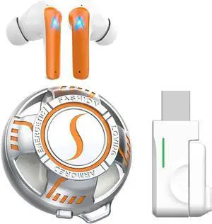 Wireless Bluetooth 5.3 Earbuds Active Noise Canceling Glow Headphones 2.4G Metal Outdoor Wireless Earbuds, 13mm Drivers for Deep Bass, 1H Fast Charging, 5H Play, Fit for Daily, Travel & Sports(Orange)