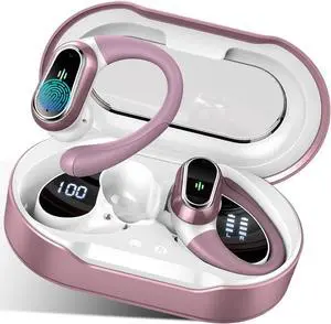 Wireless Earbuds, 2025 Bluetooth 5.4 Headphones Sport, Bluetooth Earbuds with ENC Noise Canceling Mic, 51H Stereo Wireless Headphones IP7 Waterproof with Earhooks, Dual LED Display for Workout/Run