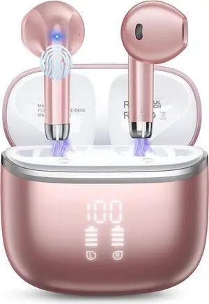 Wireless Earbuds, Bluetooth 5.4 Headphones HiFi Stereo, Ear Buds with ENC Noise Cancelling Mic, 48H Playtime Bluetooth Earbuds with LED Display, IP7 Waterproof Headphones Wireless for Sports, Work