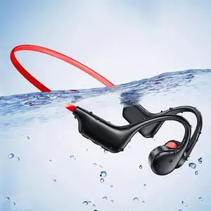 Bone Conduction Headphones 5.3 Open Ear Headphones,Bone Conduction Earphones IPX8 Waterproof with Mic,Built-in 32GB MP3,8 Hours Battery Waterproof Headphones for Swimming,Gym red