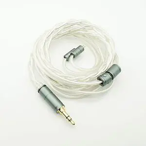 Hisenior White Whale 2Pin 0.78mm 6 Shares OCC Silver-Plated HiFi in-Ear Earphone Cable, Audiophile IEM Earbud Replacement Cable, 4ft 1.2Meters Earphone Upgrade Cable (3.5mm Audio)