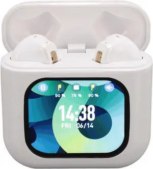 Zunate Earbuds with Touchscreen Charging Case, Bluetooth Headphones - Noise Cancelling, Multi App Notification Support for Sports Exercise (White)