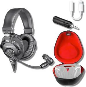BPHS1 Broadcast Stereo Headset with Gator Headphone Case, Calrad 42-222 Lightning to 3.5mm Headphone Adapter, GMP-112 1/4 in TRS to 3.5 mm TRS Adapter and StreamEye Polishing Cloth