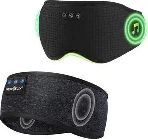MUSICOZY Sleep Headphones with Bluetooth 5.4 Sleep Mask, Removable 3D Eye Cups for Zero Pressure Comfort, Wireless Bluetooth Eye Mask for Sleeping with Timer, Gifts for Men Women
