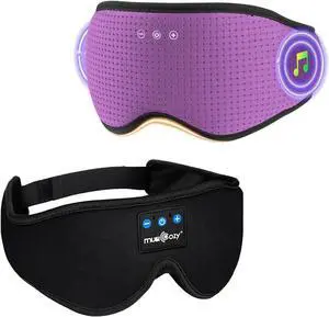 MUSICOZY Sleep Headphones with Bluetooth 5.4 Sleep Mask, Removable 3D Eye Cups for Zero Pressure Comfort, Wireless Bluetooth Eye Mask for Sleeping with Timer, Gifts for Men Women