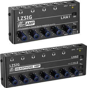 4-Channel & 6-Channel Stereo Amp - Metal, Ultra-Low Noise, Independent Volume Control, Bass Boost (6-Channel), 12V Power Included
