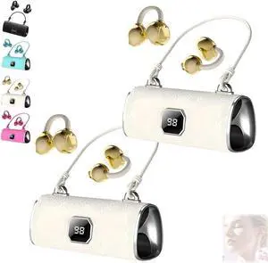 Fashionable Clip-On Wireless Headphones,Handbag-Style Comfortable Clip-On Earphones for Women,New X22 Clip on Earbuds,Ipx5 Waterproof,Bluetooth 5.4 for Women, Small Ears, Sports & Workouts(White*2)