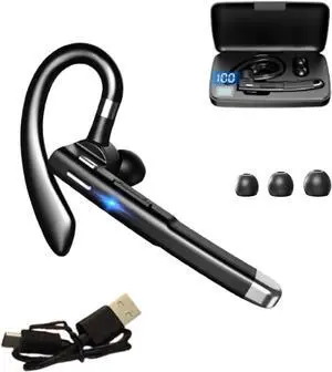 Descorative New Bluetooth Trucker Headset, Wireless Bluetooth 5.3 Earpiece for Cellphone, Bluetooths Headset Wireless, With Charging Case, Noise Reduction Design, With LED 500mah Charging Case (2)