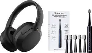 Hybrid Active Noise Cancelling Headphones Black & Sonic Electric Toothbrush Set for Adults Black