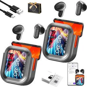 NE20 Earbuds, Ne20 Translation Earbuds, Bluetooth 5.4 Earphones, with 140 Language AI Translator Real Time, Bluetooth 6.0 Earphone, LCD Touch Screen, IPX6 Waterproof for Travel Business (Black*2)