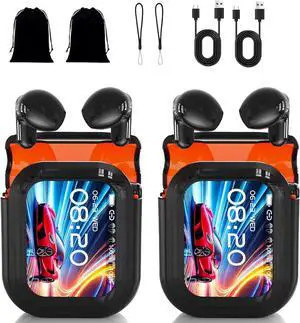 NE20 Earbuds, Bluetooth 5.4 Earphones LED Display High Fidelity Waterproof Wireless Earphones,LCD Touch Screen,48H Battery Headphones for Office Sports Study Audio (2Pcs Black)