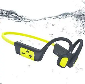 IFECCO Swimming Headphones Underwater - IP68 Waterproof Bone Conduction Headphones Bluetooth 5.4,Open Ear Earbuds with 32GB MP3 Player Memory for Swimming Running Cycling