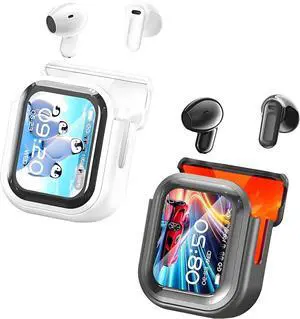 Ne20 Earbuds, 2025 New Ne20 Translation Earbuds, with 140 Language Ai Translator Real Time, LCD Touch Screen Sport Wireless Headphones, Ipx6 Waterproof (Black+White)