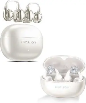 King Lucky Clip-on Earbuds Jewelry Wireless Bluetooth 5.4 Comfortable Open Ear Headphones with Detachable Aurora Earrings