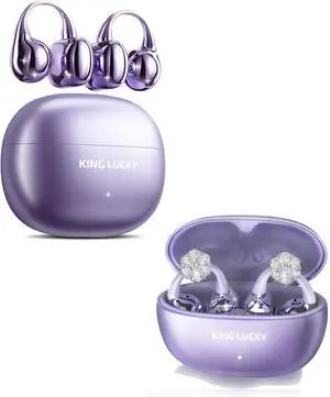 King Lucky Clip on EarbudsKing Lucky Clip-on Earbuds Jewelry Wireless Bluetooth 5.4 with Detachable Flower Earrings