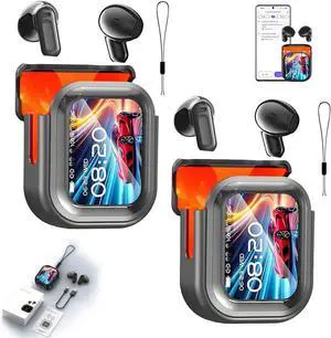 EEOO NE20 Earbuds, 2025 New Ne20 Translation Headphones, Bluetooth 5.4 Earphones Ai Translator Ear Buds OWS LCD Touch HD Stereo Sound Long Life Ipx6 Water-Resistant Screen Sport Wireless (B-2PCS)