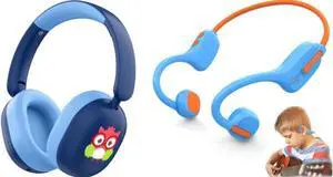 LOBKIN Kids Headphones Bluetooth 5.4,Over Ear Kids Headphones Wireless with Mic 35H Playtime AUX Cord 85dB Safe Volume Limited Foldable Design for Boys Girls Travel/School/iPad