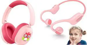 LOBKIN Kids Headphones Bluetooth 5.4,Over Ear Kids Headphones Wireless with Mic 35H Playtime AUX Cord 85dB Safe Volume Limited Foldable Design for Boys Girls Travel/School/iPad