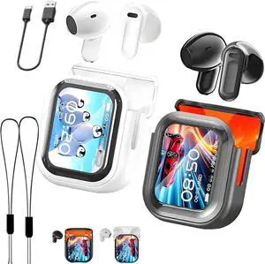 NE20 Earbuds, NE20 Ai Translation Earbuds Real Time, with 140 Language, Bluetooth 6.0, LCD Touchscreen Noise Headphones, Ipx6 Waterproof for Business/Travel/Gaming (White+Black)