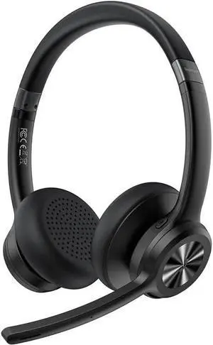Wireless Bluetooth Headset with Microphone - Bluetooth 5.2, 50H Playtime, Noise Canceling & Mute Button, On-Ear Headphones for Truckers, Office, Call Center, Cellphone, Laptop, Zoom Meetings