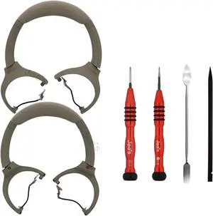 Replacement for Sony Headphones WH-1000XM4 XM4 Full Headband Assembly, Arms, Hinge, Swivel, Headband Leather, 14-Pin, Main Wire, Complete (Tan/Silver) Spare Parts - Repair Kit