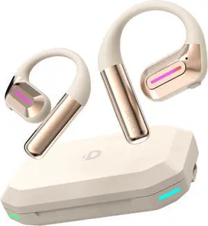 True Bone Conduction Headphones, Perfect for Night Running and Cycling, Aurora Mode(RGB Light) Open-Ear Headphones, Up to 30H Playtime with Charging Case, IP68 Water-Resistant, AAC/SBC