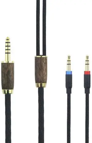 NewFantasia 6.7ft 4.4mm Balanced Cable 6N OCC Copper Silver Plated Cord Walnut Wood Shell Compatible with Hifiman Sundara, Ananda, Arya, HE400SE, HE4XX, HE-400i Headphone (2 x 3.5mm Version)