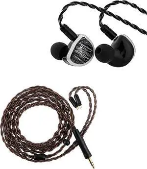Linsoul Kiwi Ears Aether in Ear Monitor, 15.3mm Large Planar Driver IEM Earphone, HiFi Wired Earbuds Kiwi Ears Terras IEM Cable,4N Single Crystal Copper 32AWG 4-Core in Ear Monitor Cord