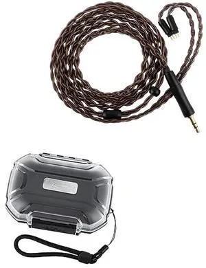Linsoul Kiwi Ears Terras IEM Cable,4N Single Crystal Copper 32AWG 4-Core in Ear Monitor Cord LC02 in Ear Monitor Case, Portable Earbud Hard Case, Waterproof Earphone Storage Bo