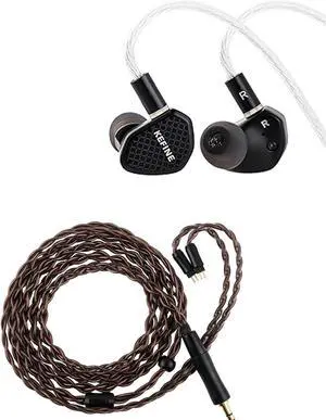 Linsoul Kefine Klean in Ear Monitor,10mm DLC Diaphragm Dynamic Driver HiFi Earphones,Wired Gaming Earbuds,Replaceable Nozzles(No Mic 3.5mm, Black) Kiwi Ears Terras IEM Cable,4N Single Crysta