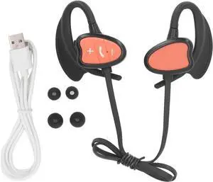 Swimming Headphones IPX8 Water Sturdy Bluetooth 5.4 Noise Reduction Wireless Underwater Headphones with 32GB Memory for Diving Running Surfing (Orange)