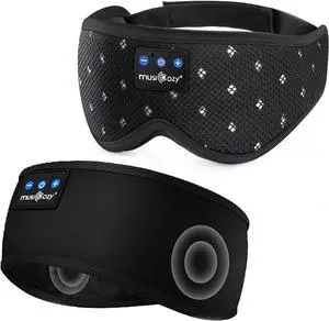 MUSICOZY Sleep Headphones Breathable Sleep Mask Bluetooth 5.4 Wireless Earphones Mask Sleeping Eyemask for Side Sleepers for Women Men Travel Meditation Gift