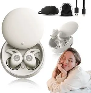 Noorasleep Snooze Pods Pro, Snoozepods Pro - Bluetooth Sleepbuds, Super Comfy Noora Sleep Earbuds with Smart Case Soft and Snug Fit, Noise Reduction for Side Sleepers (White)