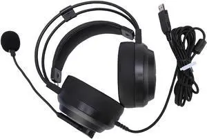 USB Corded Headphone with Built in Sound Card Clear Auditory Noise Cancelling Microphone Adjustable for Study Work