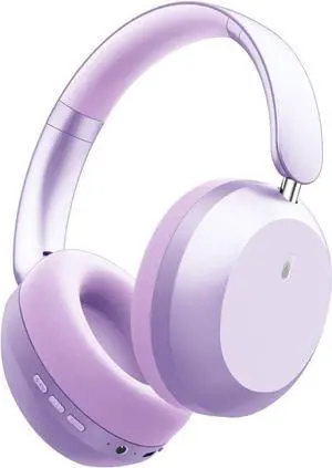 Wireless Bluetooth Headphones, 42Hr Battery, Type-C Charging, 3.5mm Jack, Travel-Ready Design (Purple)