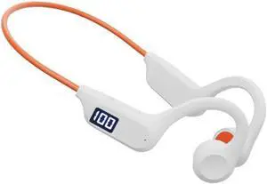 Open Ear Bone Conduction Headphones Wireless Bluetooth 5.3 Open Ear Buds Headphones with Microphones IPX5 Waterproof Sports Earphones for Gym Workout Swimming Running-White