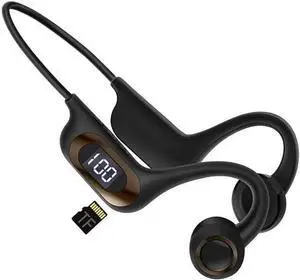 Bone Conduction Headphones IPX5 Waterproof Open Ear Headphones 10H Playtime Bone Conduction Bluetooth 5.2 Wireless Earphones Sport Ear Buds with Mic Sweatproof Headset for Running,Cycling,Black