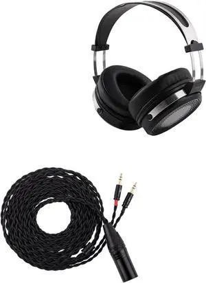 Linsoul SIMGOT EP5 Over-Ear Headphones, 50mm Ultra-Magnetic Drivers, Innovative Closed-Back HiFi Monitor, Dual 3.5mm TRS Detachable Cable + Tripowin Nova Monitor Headphone Cable(XLR, Black)