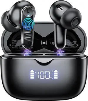 Wireless Earbuds, 2025 Bluetooth Headphones in-Ear Ear Buds HiFi Stereo with 4 ENC Noise Cancelling Mics, 40H Playtime Sport Ear Buds with Charging Case, IP7 Waterproof Earphones with LED Display