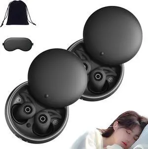 Noorasleep Snooze Pods Pro, Sleep Headphones Wireless Bluetooth, Noise Cancelling Earbuds for Sleep, Sleep Ear Plugs with a Smart Case, Anti-Snoring Pods for Side Sleeper (Black*2)