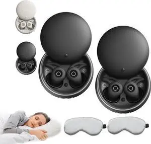Noorasleep Snooze Pods Pro, Snoozepods Pro - Bluetooth Sleepbuds, Noora Sleep Cancelling Ear Pods, with Recharge Warehouse and Soft Earplugs, Noise Reduction for Side Sleepers (Black+Black)