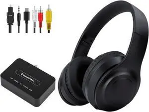 Wireless Headphones with Transmitter for TV Watching, Noise Cancelling TV Headphones for Seniors, HD Stereo Sound Bluetooth TV Headset, No Audio Delay, 30H Playtime, Plug and Play, Gifts for Elderly