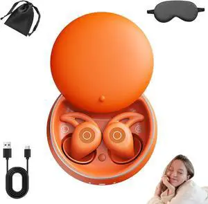 NooraSleep Snooze Pods Pro Bluetooth Sleepbuds - Soft Snug Fit Noise Reduction Headphones with Smart Case for Side Sleepers (Orange)