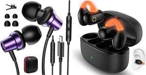 Open Ear Wireless Earbuds Clip On Sports Headset Night Running Gaming Light Bone Conduction Bluetooth Headphone USB C Headphones for iPad A16 11 10 Noise Canceling In-Ear Wired Earbuds with Microphone