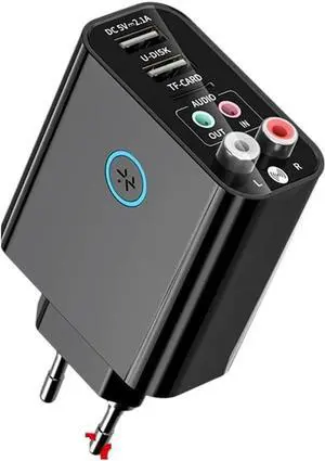 Bluetuth 5.0 Audio Signal Adapter Signal Sende Transmlttier Stereo Wireletss Adaptier Tf/U Disk Play Quick USaB Charge for Headphone Tv Ir App Control