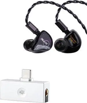 Linsoul ZiiGaat Crescent in Ear Monitor, Premium 2DD+2BA Hybrid IEM Earphone, Isobaric Bass + Kiwi Ears Allegro Mini Portable IEM DAC, in Ear Monitor Amplifier, USB C to 3.5/4.4mm Output