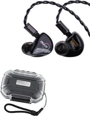 Linsoul ZiiGaat Crescent in Ear Monitor, Premium 2DD+2BA Hybrid IEM Earphone, Isobaric Bass + LC02 in Ear Monitor Case, Portable Earbud Hard Case, Waterproof Earphone Storage Box