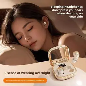 Stylish Invisible mini Earbuds for Work and Sleep, Best fit for Small Ear canals, Bluetooth 5.3, with 4H Playback timeNoise Blocking Sleep headphonesHour Battery Life (Black)