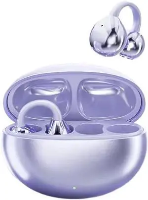 Clip-on Earbuds, Open Earbuds Wireless Bluetooth 5.4, Lightweight Open Headphones, Waterproof, for Outdoor Sports, Running, Small Ears and Glasses wearers, Workout (Violet)